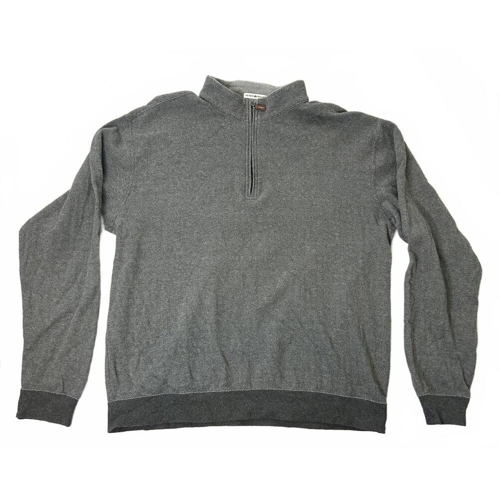 Peter Millar Gray Half-Zip Sweater Mens XL Golf Casual